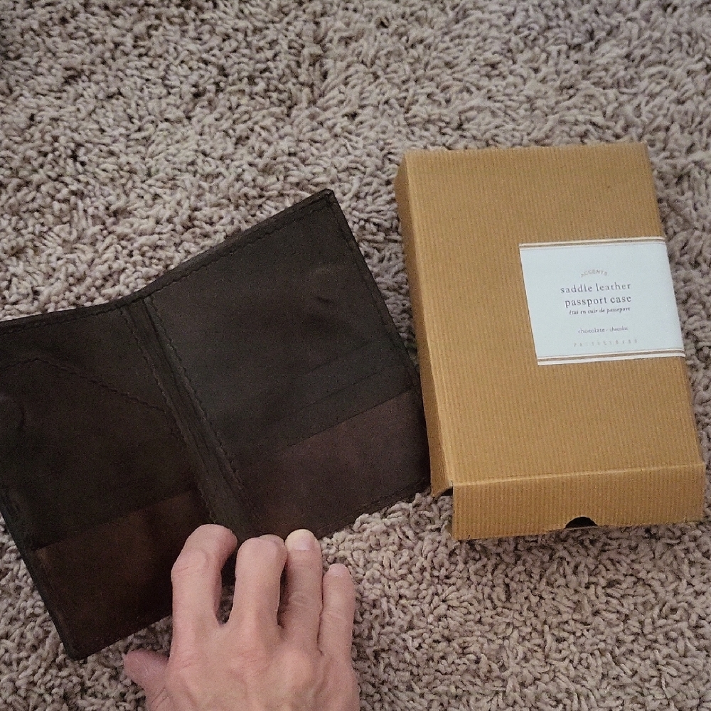 Pottery Barn Chocolate Leather Passport Case